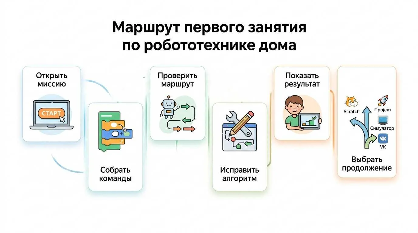 Маршрут первого занятия по робототехнике для ребёнка дома