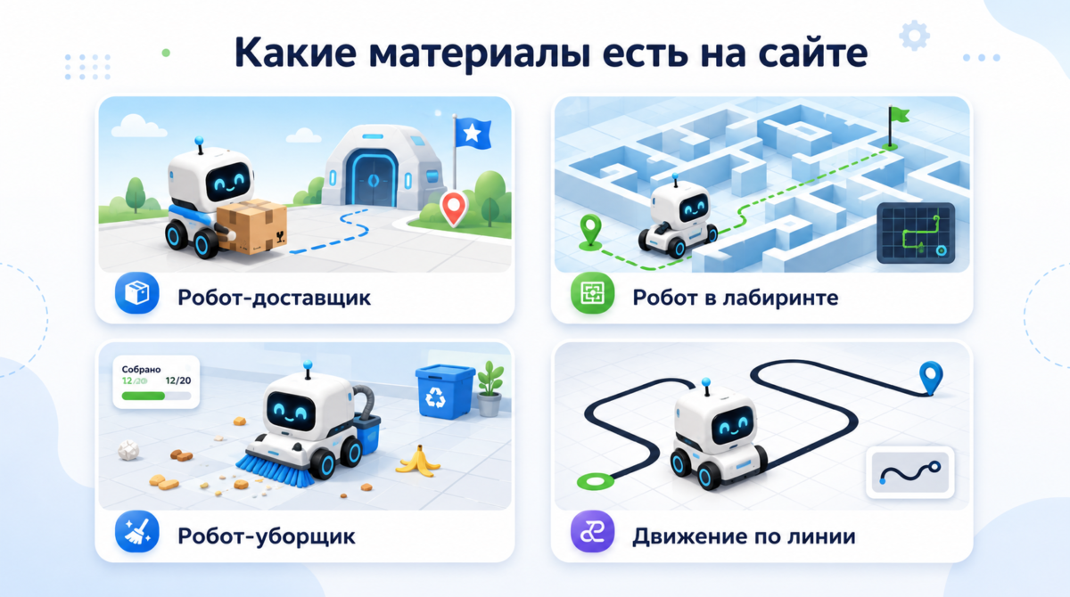 Проекты Robokosha: робот-доставщик, лабиринт и задания по виртуальной робототехнике