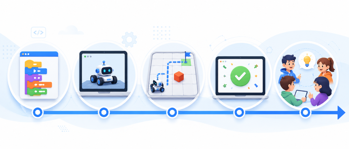 Путь обучения Robokosha от Scratch к виртуальным роботам, симуляторам и проектам