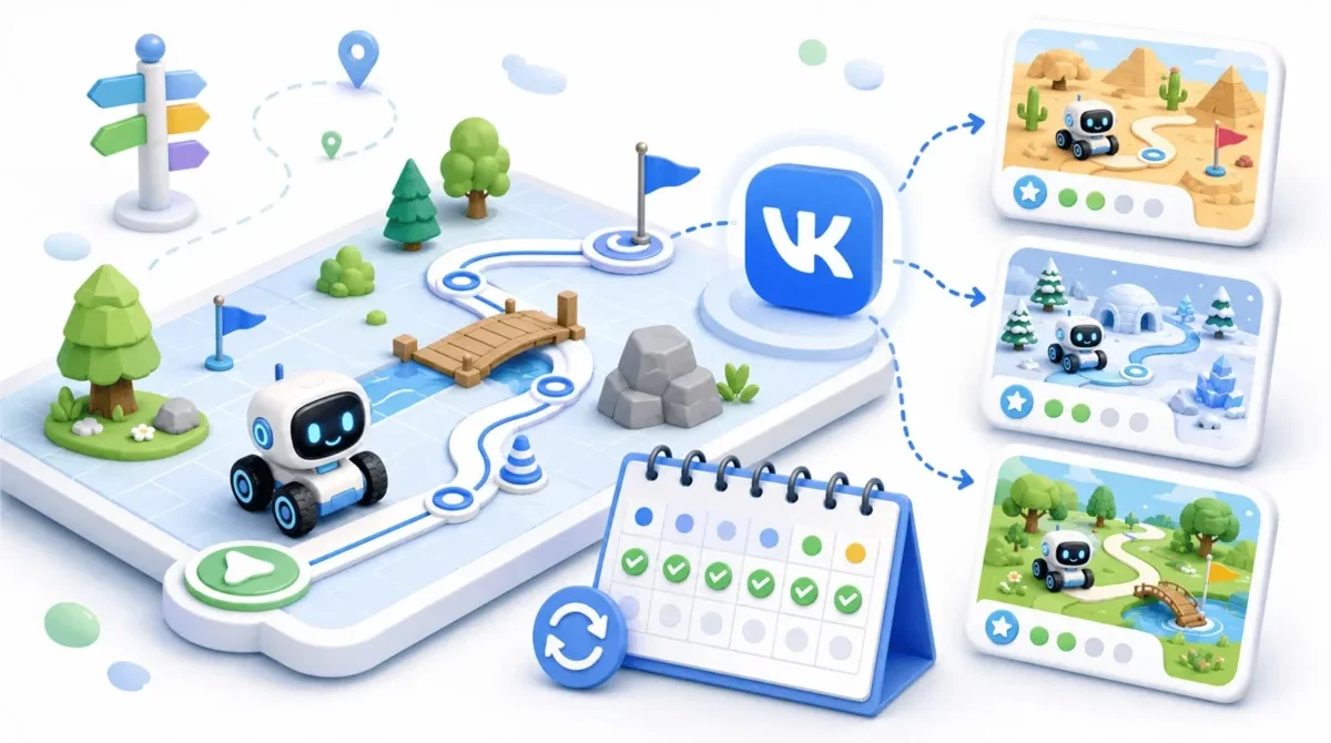 Клуб Robokosha с регулярными Scratch-миссиями и заданиями по виртуальной робототехнике в VK